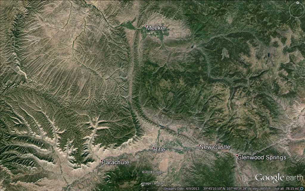 Satellite image of the 90-mile-long Grand Hogback.
