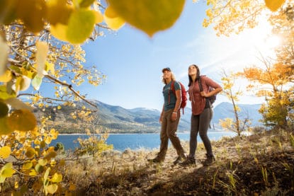 photo: two CMC students hike near Leadville