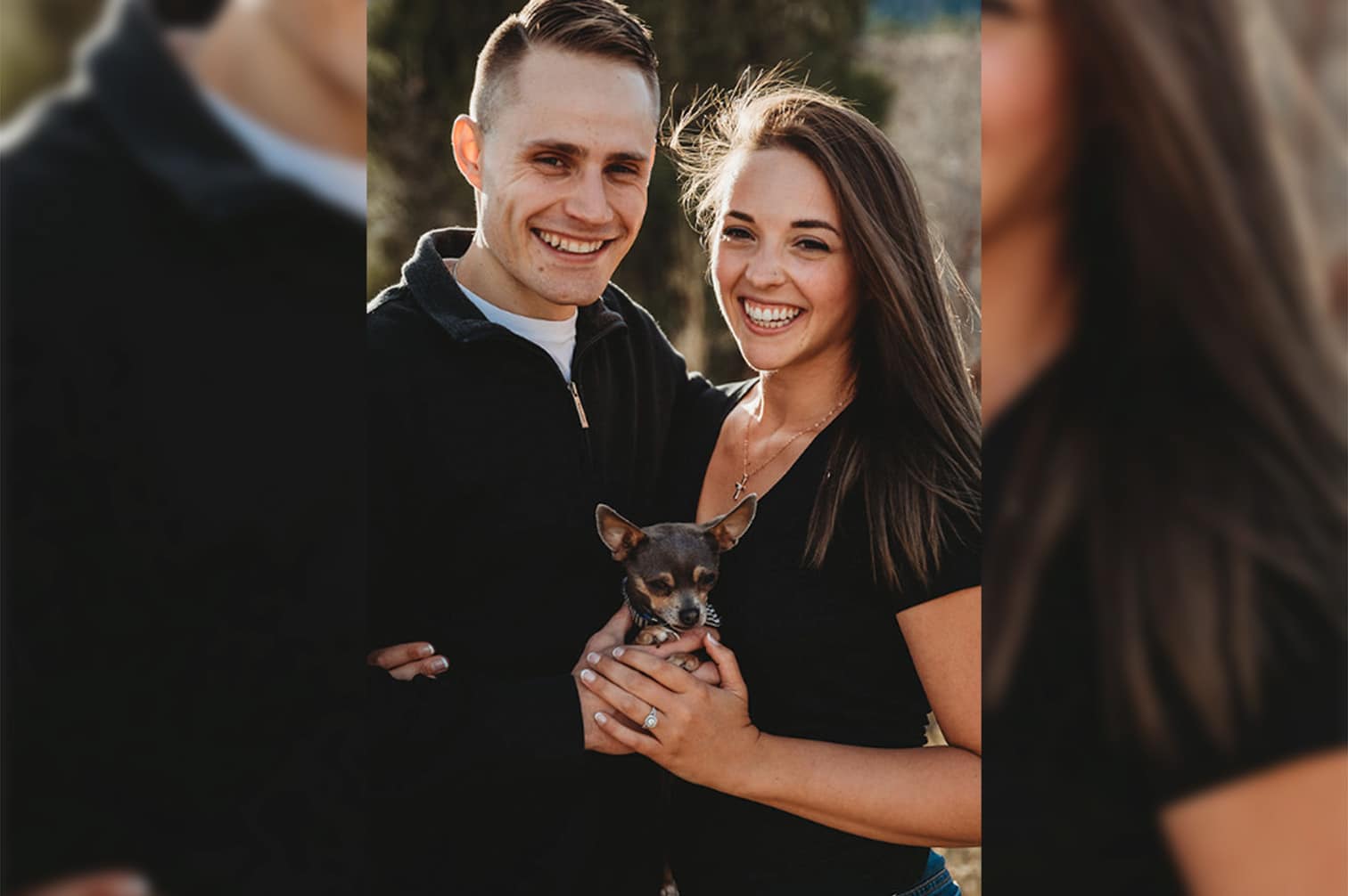 Michelle Golden posed with her dog and husband