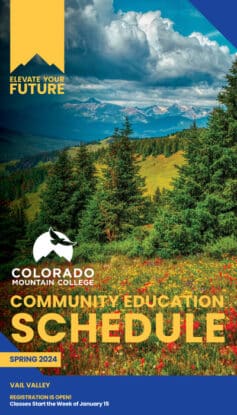 Cover of the Vail Valley Spring 2024 Community Education Class Schedule